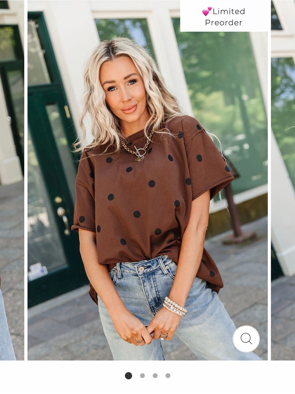 AMPERSAND AVE Brown Polka Dot Short Sleeve Tee boyfriend tee